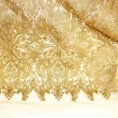 gold polyester cording tulle embroidered lace fabric for india saree